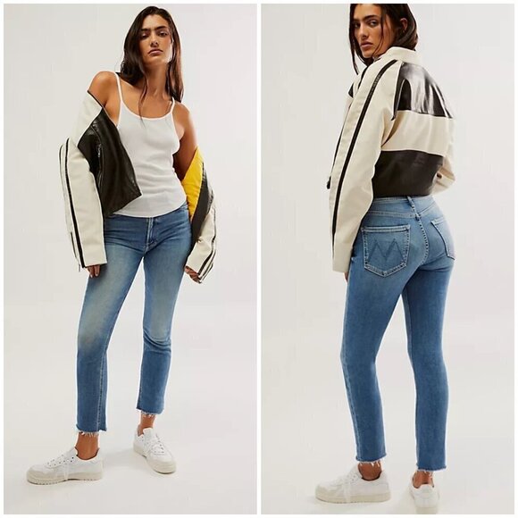 💕MOTHER💕 Mid Rise Dazzler Ankle Fray Jeans - Riding The Cliffside 28 NWOT - Picture 9 of 16